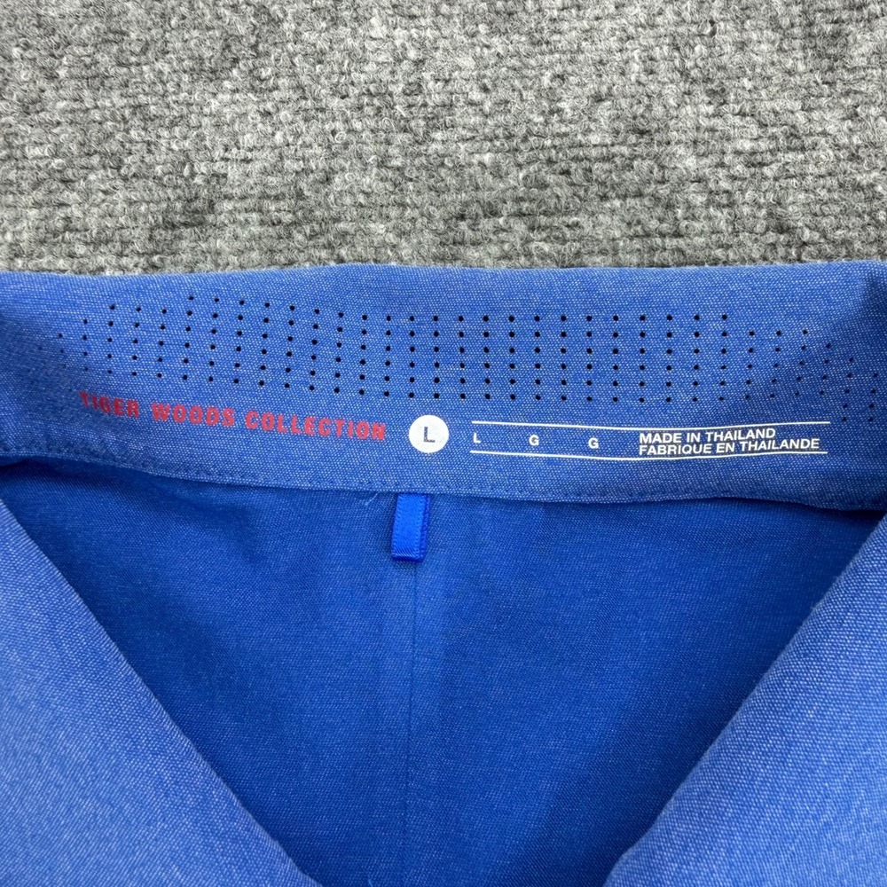 Nike Tiger Woods Polo Shirt Mens Large Blue Dri-FIT Kaluhyat Golf Club Stretch - Picture 3 of 16